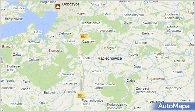 mapa Raciechowice, Raciechowice na mapie Targeo