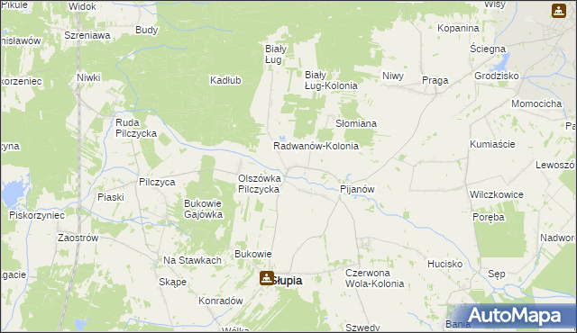 mapa Radwanów gmina Słupia Konecka, Radwanów gmina Słupia Konecka na mapie Targeo