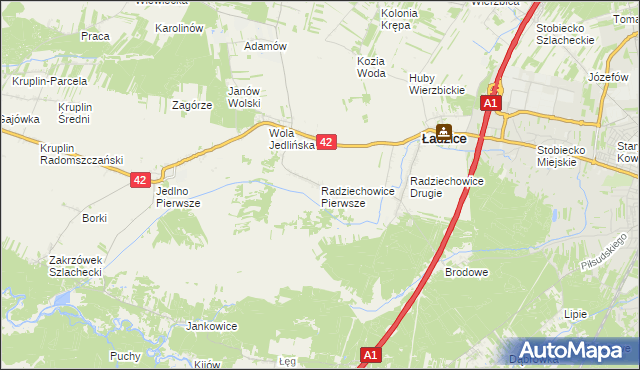 mapa Radziechowice Pierwsze, Radziechowice Pierwsze na mapie Targeo