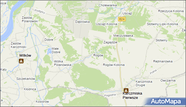 mapa Rogów gmina Wilków, Rogów gmina Wilków na mapie Targeo