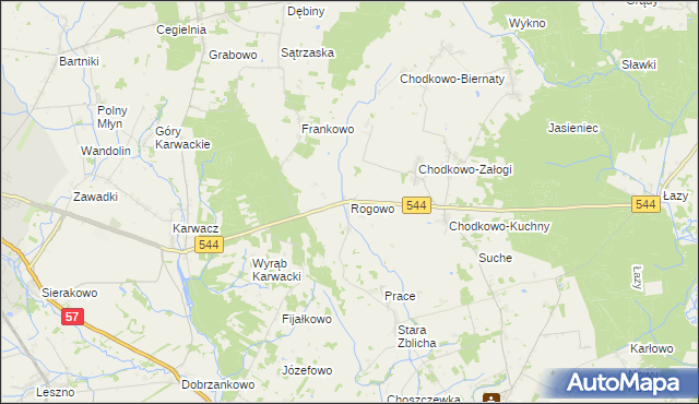 mapa Rogowo gmina Płoniawy-Bramura, Rogowo gmina Płoniawy-Bramura na mapie Targeo