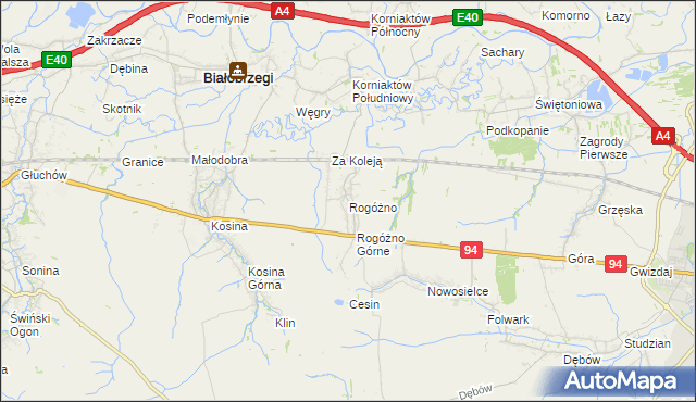 mapa Rogóżno, Rogóżno na mapie Targeo