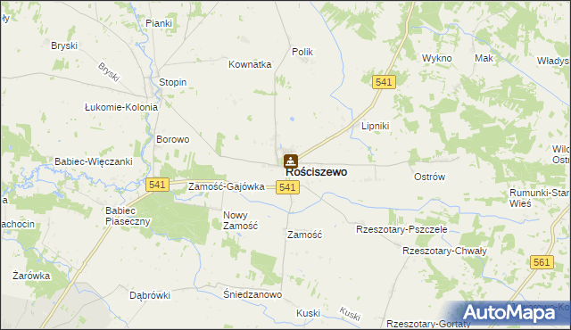 mapa Rościszewo powiat sierpecki, Rościszewo powiat sierpecki na mapie Targeo