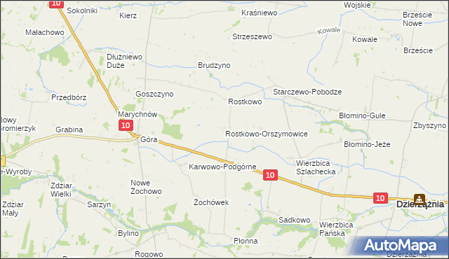 mapa Rostkowo-Orszymowice, Rostkowo-Orszymowice na mapie Targeo