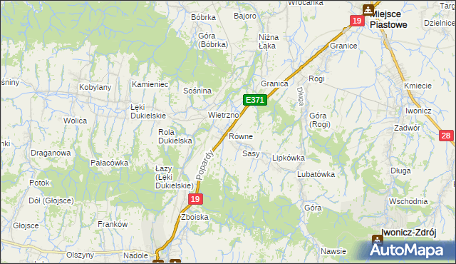 mapa Równe gmina Dukla, Równe gmina Dukla na mapie Targeo