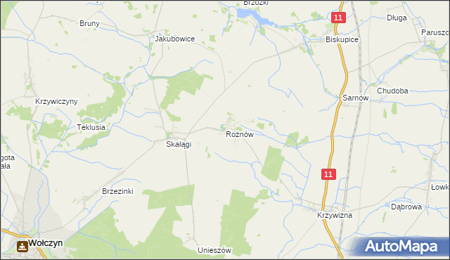 mapa Rożnów gmina Wołczyn, Rożnów gmina Wołczyn na mapie Targeo