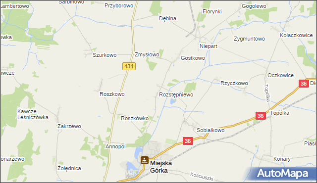 mapa Rozstępniewo, Rozstępniewo na mapie Targeo