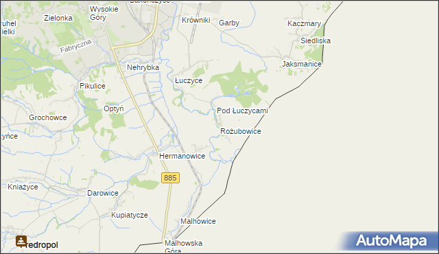 mapa Rożubowice, Rożubowice na mapie Targeo