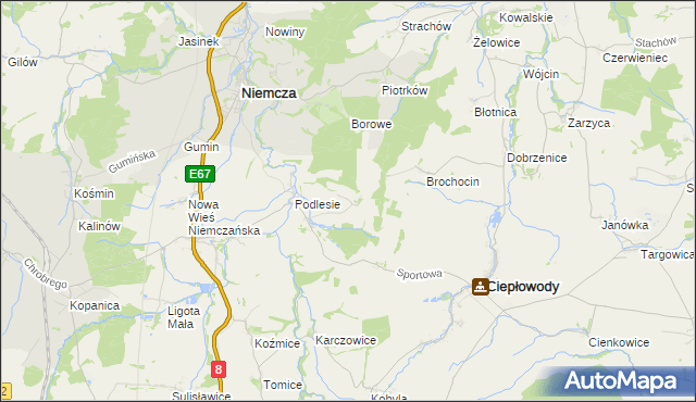 mapa Ruszkowice gmina Niemcza, Ruszkowice gmina Niemcza na mapie Targeo