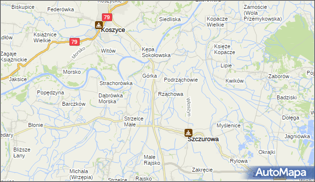 mapa Rząchowa, Rząchowa na mapie Targeo