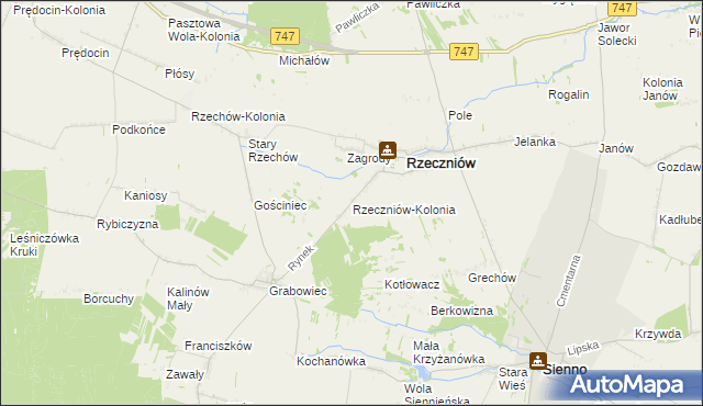 mapa Rzeczniów-Kolonia, Rzeczniów-Kolonia na mapie Targeo