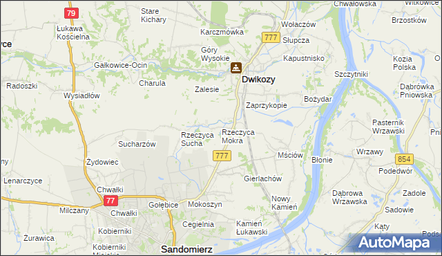 mapa Rzeczyca Mokra, Rzeczyca Mokra na mapie Targeo