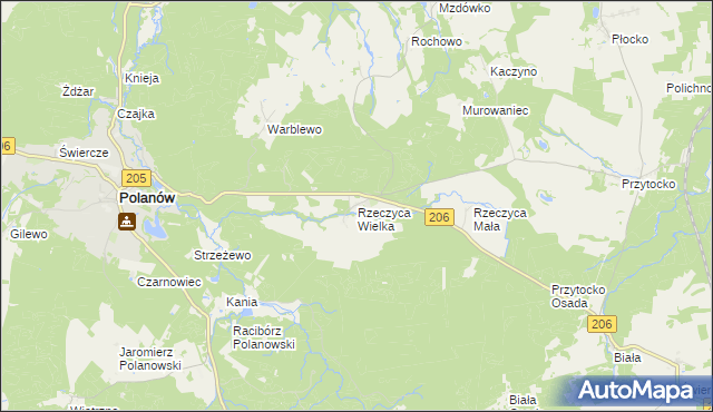 mapa Rzeczyca Wielka, Rzeczyca Wielka na mapie Targeo