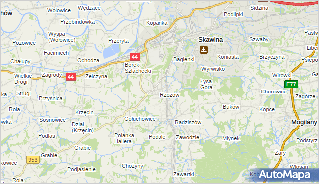 mapa Rzozów, Rzozów na mapie Targeo