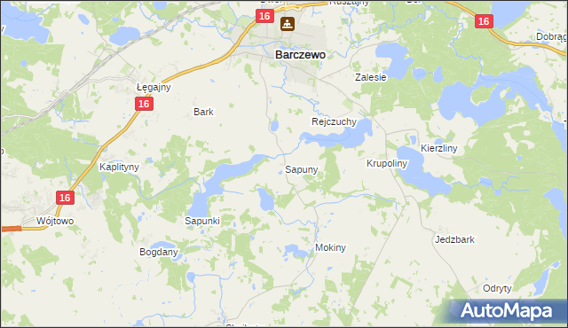 mapa Sapuny, Sapuny na mapie Targeo