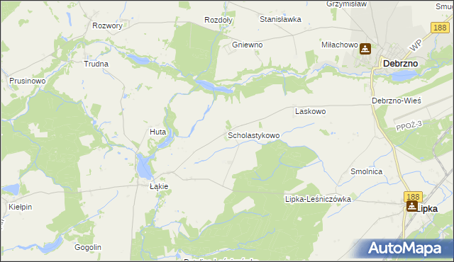 mapa Scholastykowo, Scholastykowo na mapie Targeo