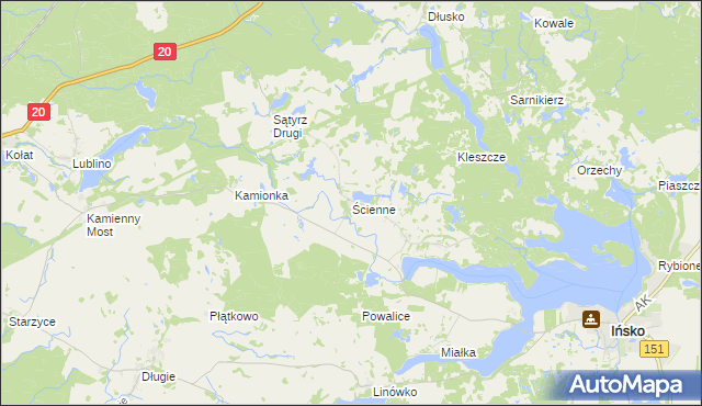 mapa Ścienne, Ścienne na mapie Targeo