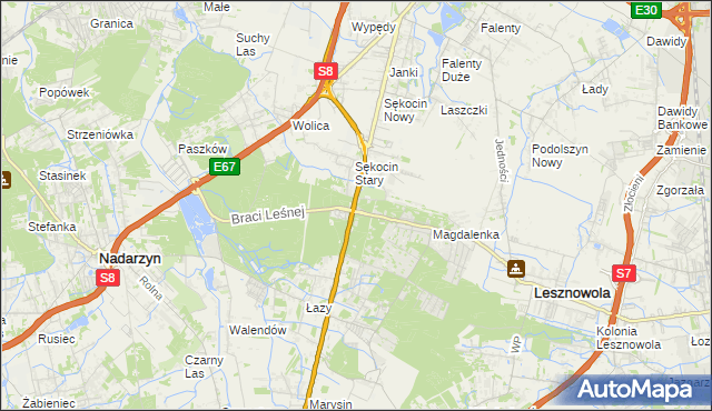 mapa Sękocin-Las, Sękocin-Las na mapie Targeo