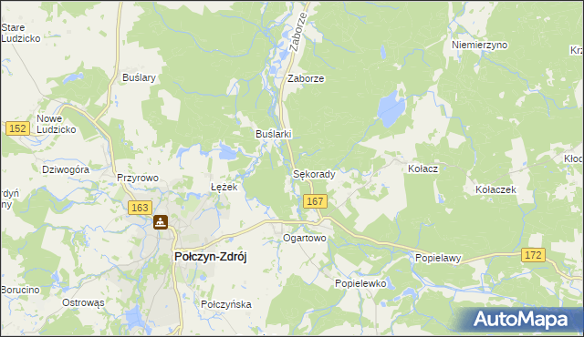 mapa Sękorady, Sękorady na mapie Targeo