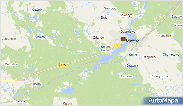 mapa Sicienko gmina Drawno, Sicienko gmina Drawno na mapie Targeo