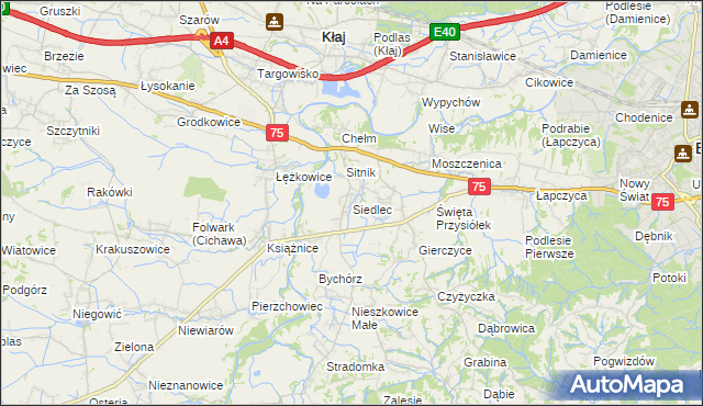 mapa Siedlec gmina Bochnia, Siedlec gmina Bochnia na mapie Targeo