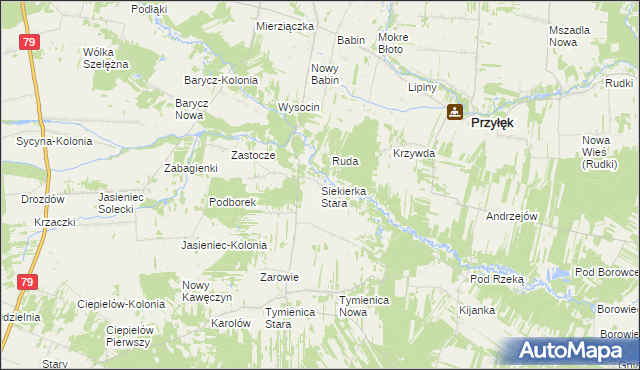 mapa Siekierka Stara, Siekierka Stara na mapie Targeo