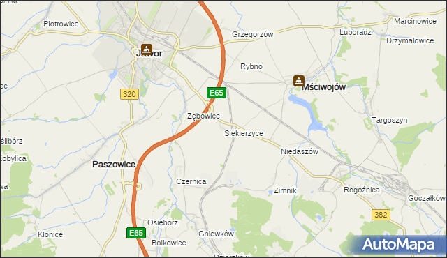 mapa Siekierzyce, Siekierzyce na mapie Targeo