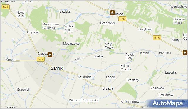mapa Sielce gmina Sanniki, Sielce gmina Sanniki na mapie Targeo