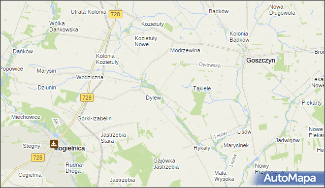 mapa Sielec gmina Goszczyn, Sielec gmina Goszczyn na mapie Targeo