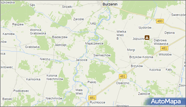 mapa Siemiechów gmina Widawa, Siemiechów gmina Widawa na mapie Targeo