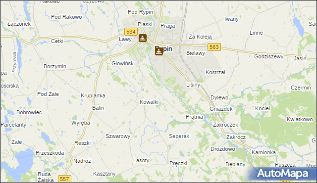 mapa Sikory gmina Rypin, Sikory gmina Rypin na mapie Targeo