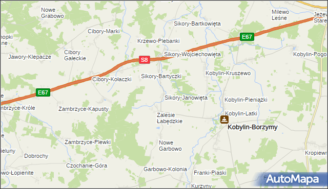 mapa Sikory-Janowięta, Sikory-Janowięta na mapie Targeo