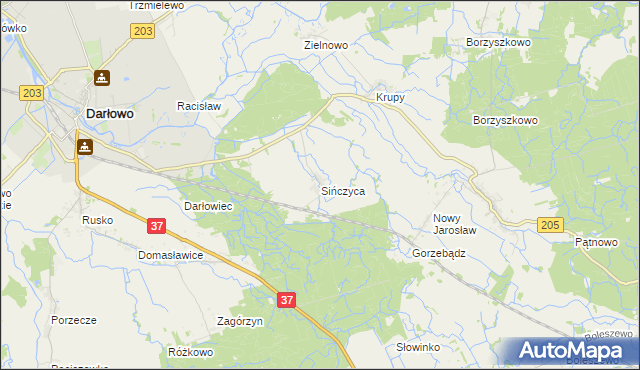 mapa Sińczyca, Sińczyca na mapie Targeo