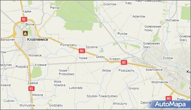 mapa Skłóty, Skłóty na mapie Targeo