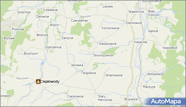 mapa Skoroszowice, Skoroszowice na mapie Targeo