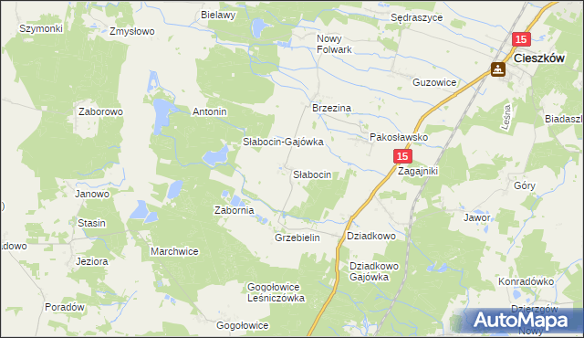 mapa Słabocin, Słabocin na mapie Targeo