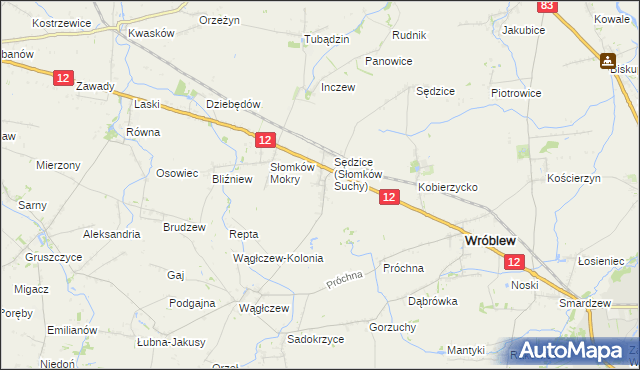 mapa Słomków Suchy, Słomków Suchy na mapie Targeo