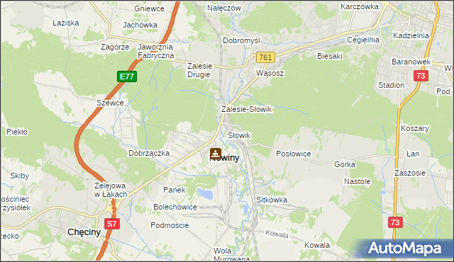 mapa Słowik gmina Sitkówka-Nowiny, Słowik gmina Sitkówka-Nowiny na mapie Targeo