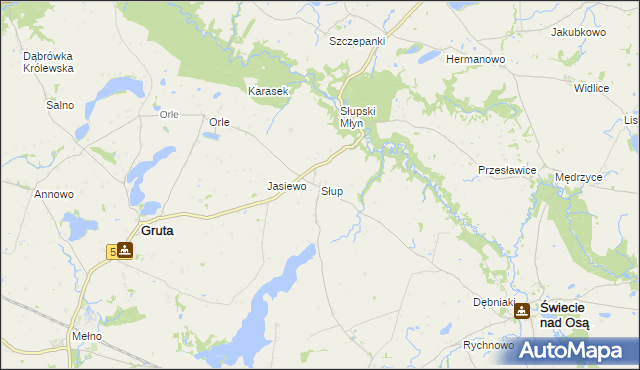 mapa Słup gmina Gruta, Słup gmina Gruta na mapie Targeo