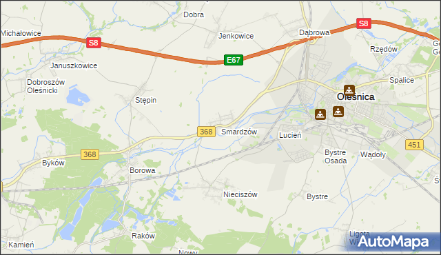 mapa Smardzów gmina Oleśnica, Smardzów gmina Oleśnica na mapie Targeo