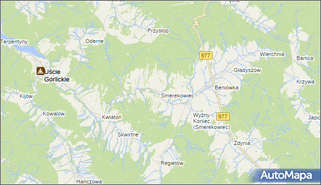 mapa Smerekowiec, Smerekowiec na mapie Targeo