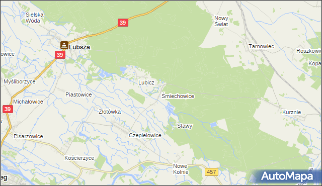 mapa Śmiechowice gmina Lubsza, Śmiechowice gmina Lubsza na mapie Targeo