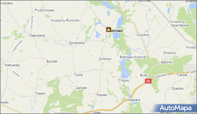 mapa Smolniki gmina Bobrowo, Smolniki gmina Bobrowo na mapie Targeo