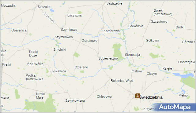 mapa Sobiesierzno, Sobiesierzno na mapie Targeo