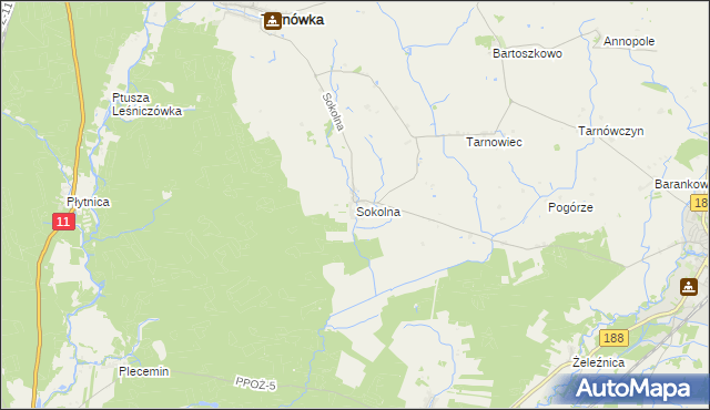 mapa Sokolna, Sokolna na mapie Targeo