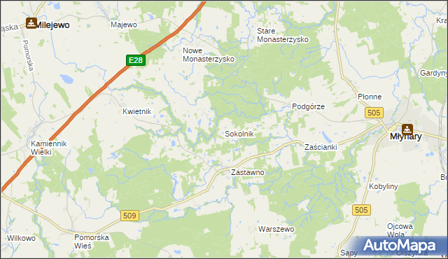 mapa Sokolnik gmina Młynary, Sokolnik gmina Młynary na mapie Targeo