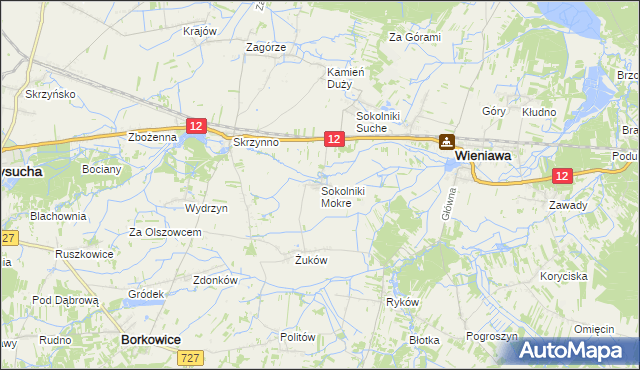 mapa Sokolniki Mokre, Sokolniki Mokre na mapie Targeo