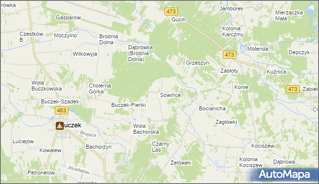 mapa Sowińce, Sowińce na mapie Targeo