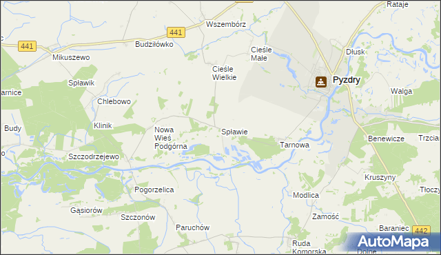 mapa Spławie gmina Kołaczkowo, Spławie gmina Kołaczkowo na mapie Targeo