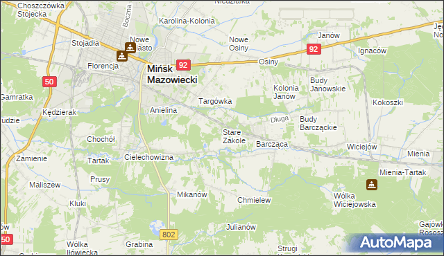 mapa Stare Zakole, Stare Zakole na mapie Targeo